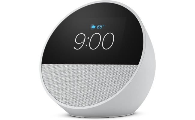 Amazon Echo Spot (2024 release) Smart Alarm Clock With Vibrant Sound + Alexa, White